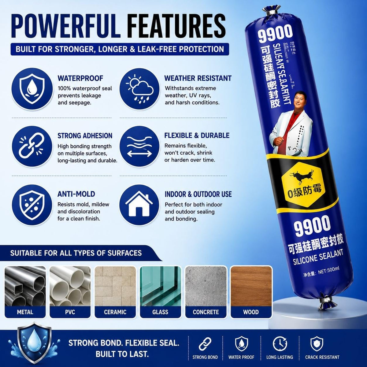 9900 Silicone Sealant, 500 ml